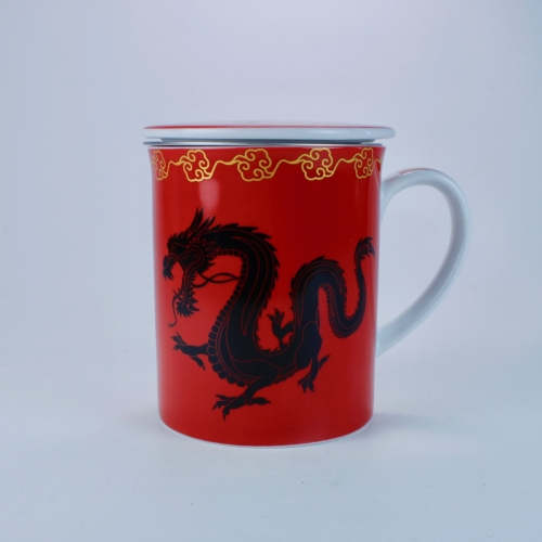 Taza c/ Filtro Tea Logic Zhu, 300 ml, rojo/negro, porcelana