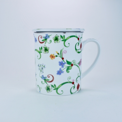 Taza c/ Filtro Tea Logic Fleurette, 300 ml, porcelana