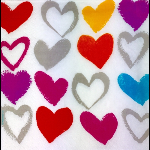 Servilleta PPD Paper Hearts, 250 x 250 mm