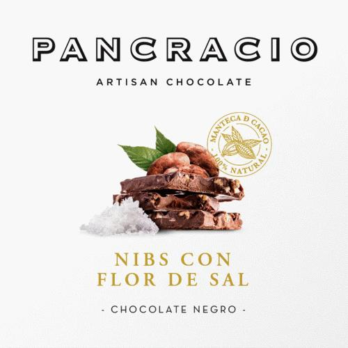 Mini Tableta Chocolate Negro Pancracio Nibs con Flor de Sal, 45 g