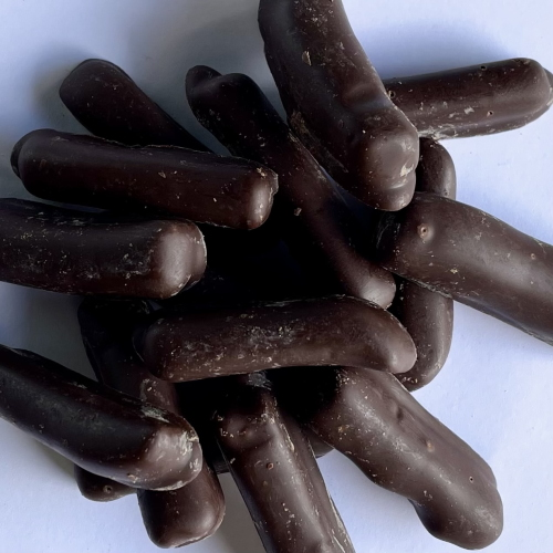 Jengibre Confitado Cubierto con  Chocolate Negro, 80 g